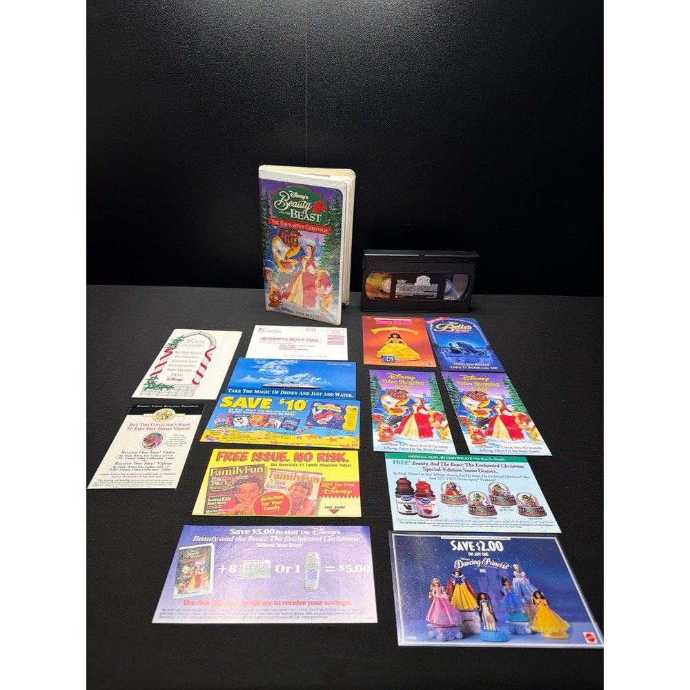 Disney Beauty Beast Enchanted Christmas VHS Complete Inserts Tested